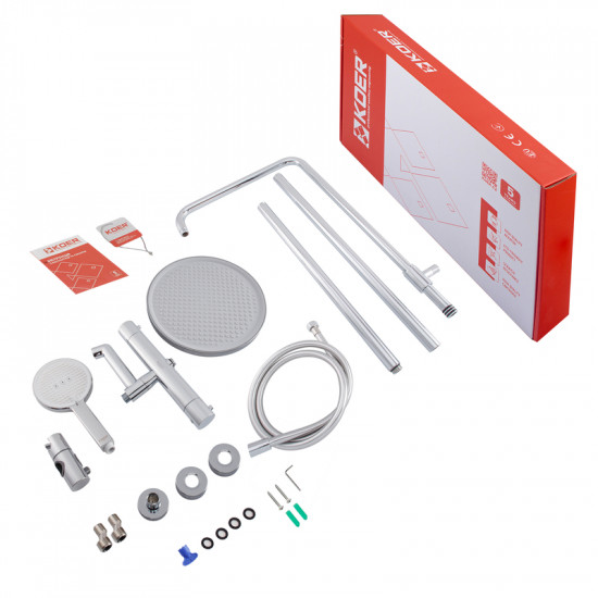 Душова колонна з термостатичним змішувачем Koer KB-57029-01 3 функції, колір хром (KR5482)