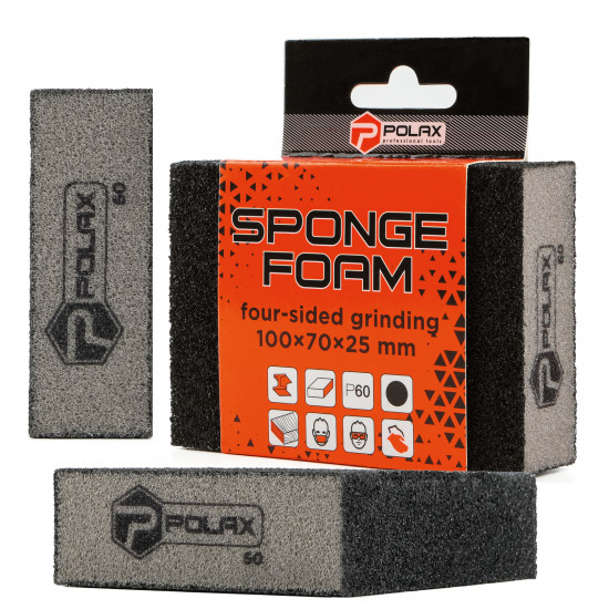 Губка шліфувальна P60 Polax пряма 110х70х25 мм (54-188)