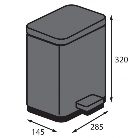 Ведро для мусора с плавным закрытием прямоугольное Koer TC-010306-07 6 л цвет графит (KR5602)