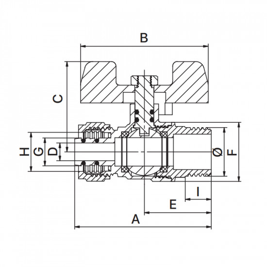 Кран шаровий Europroduct EP.501 Wing 16x1/2M (EP6040)