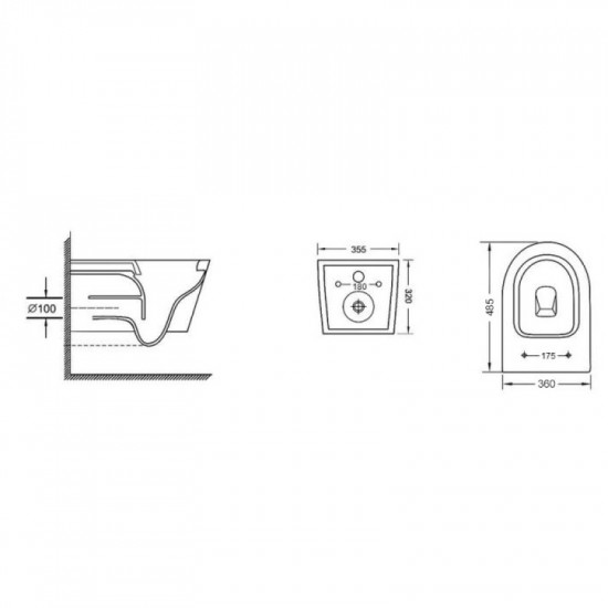 Унітаз підвісний Mixxus BEVEL-0303-T3 485x360x365mm, система змиву TORNADO 3.0 (MI6703)