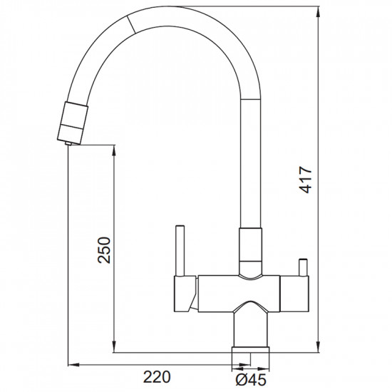 Змішувач для кухні Koer KB-72002-07 з виходом для питної води (KR5003)