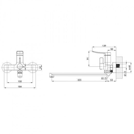 Змішувач для ванни Mixxus Premium DALI 006 EURO Black (MI6752)