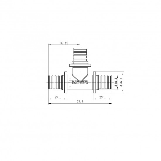 Трійник рівнопрохідний Koer KA.T20 - 20(2.8mm) x 20(2.8mm) x 20(2.8mm) (KR4885)