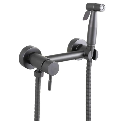 Змішувач настінний з гігієнічним душем Mixxus SUS-222 GRAPHITE з нержавіючої сталі SUS304 (MX9884)