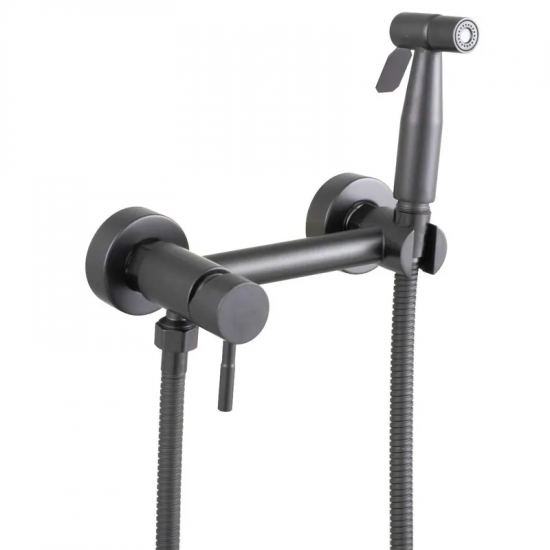 Змішувач настінний з гігієнічним душем Mixxus SUS-222 GRAPHITE з нержавіючої сталі SUS304 (MX9884)