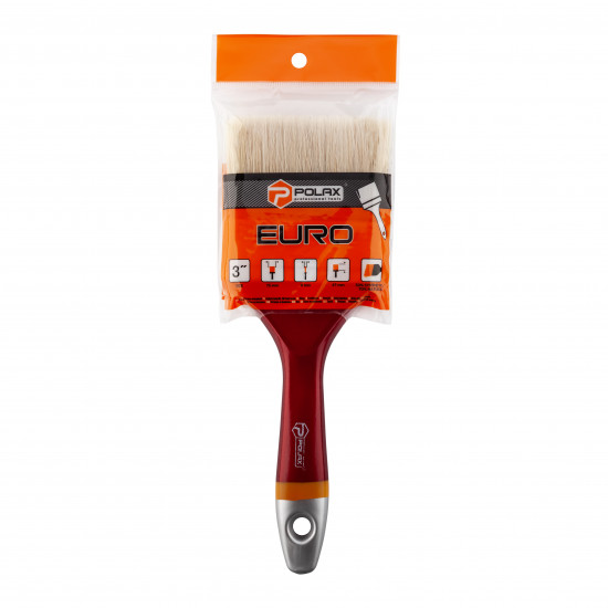 Пензель флейцевий Polax 3" тип "Євро" професійний, змішаний ворс, пластикова ручка (14-005)