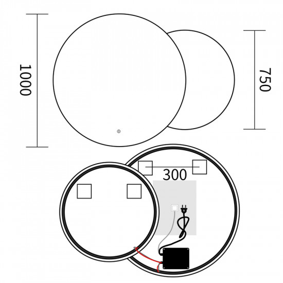 Зеркало Mixxus Premium TOPPER MC01-100x75 (LED Touch, Anti-fog, диммер (3-6,5kK) (MP6631)
