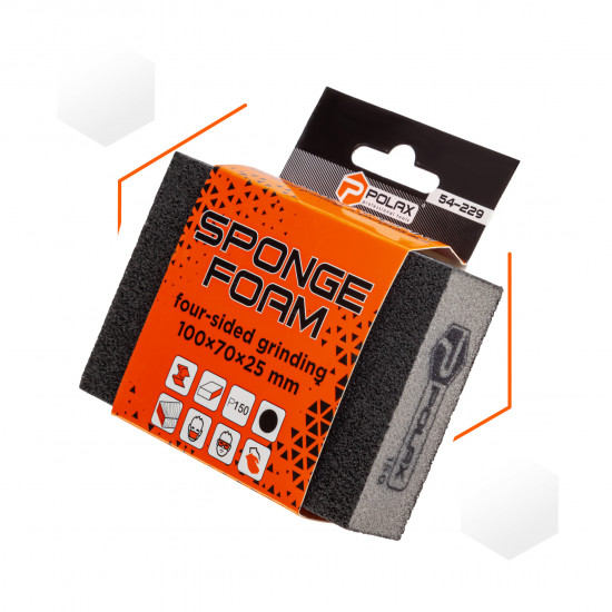 Губка шліфувальна P150 Polax пряма 100х70х25 мм (54-229)