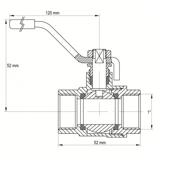 Кран кульовий KOER KR.214.G - 1" FF ГГВ YELLOW, ручка "важіль" жовта (KR0114)