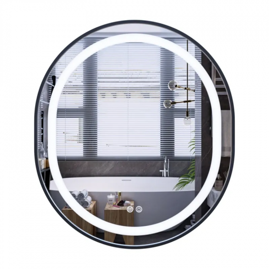 Зеркало Mixxus Premium ELLIPSE MV05-80x70-REVERSE BLACK (LED Touch, Anti-fog, димер(3-6kK))(MP6646)