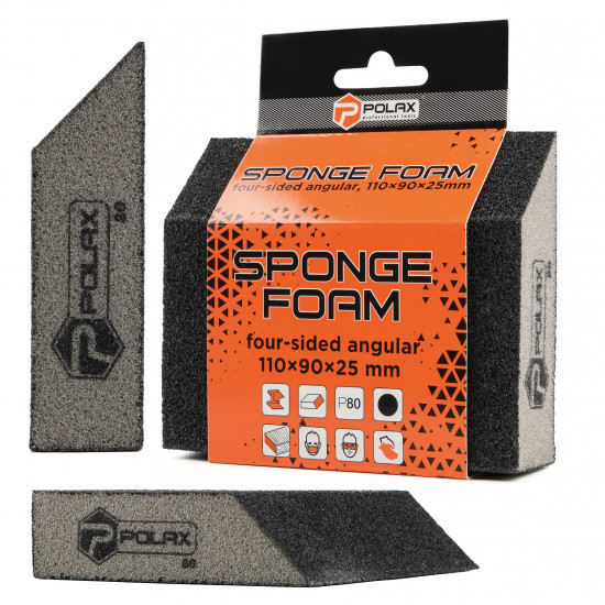 Губка шліфувальна P80 Polax кутова 110х90х25 мм (54-184)