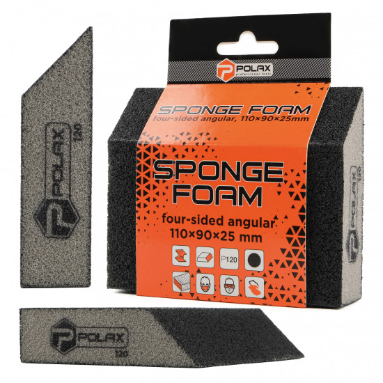 Губка шліфувальна P120 Polax кутова 110х90х25 мм (54-185)