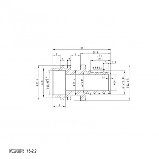Трубка Г-подібна для приєднання радіатора Koer KA.D16-500 - 16(2.2mm) x 15-500mm (KR4904)