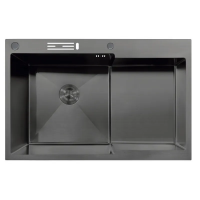 Мийка MIXXUS MH7849L-HK NANO-BLACK (3.0/0.9) з нержавіючої сталі "глибоке крило", з підставкою під