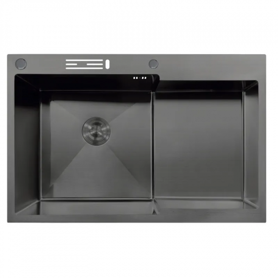 Мийка MIXXUS MH7849L-HK NANO-BLACK (3.0/0.9) з нержавіючої сталі "глибоке крило", з підставкою під