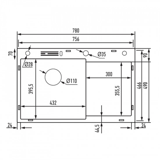 Мийка MIXXUS MH7849L-HK NANO-BLACK (3.0/0.9) з нержавіючої сталі "глибоке крило", з підставкою під