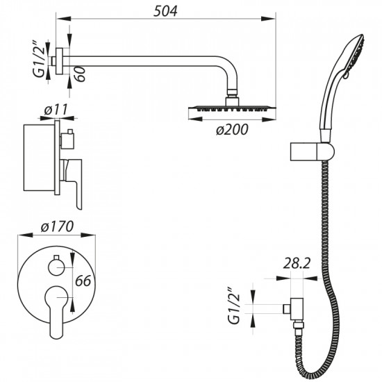 Встроенная душевая система с смесителем и тропическим душем Zerix LR2403-2 (LL1210) Встроенная душевая система с смесителем и тропическим душем Zerix LR2403-2 (LL1210)