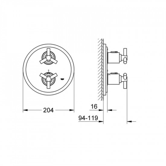 Термостат верхньої монтажної частини Grohe Atrio (19394000)