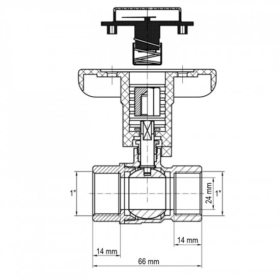 Кран шаровой с пластиковой ручкой и термометром Koer KR.240 - 1" ГГ (KR3119)