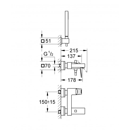 Змішувач для ванни Grohe Eurocube (23141000)