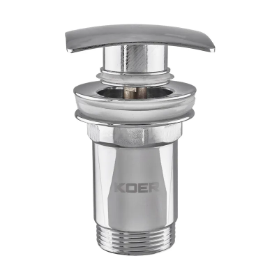 Донний клапан для умивальника з переливом Koer PW-04-01 1 1/4'' (кнопка) (Колір хром) (KR3398)