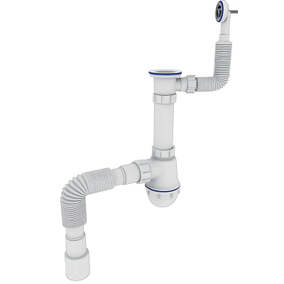 Сифон для кухні Zerix SK-04-В 1 1/2"x40 з різьбовим випуском та круглим переливом (ZX5085)