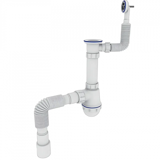 Сифон для кухні Zerix SK-04-В 1 1/2"x40 з різьбовим випуском та круглим переливом (ZX5085)