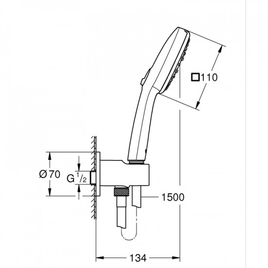 Душовий набір з настінним ручним душем Grohe Tempesta Cube 110 3 режими, чорний матовий (269102433)