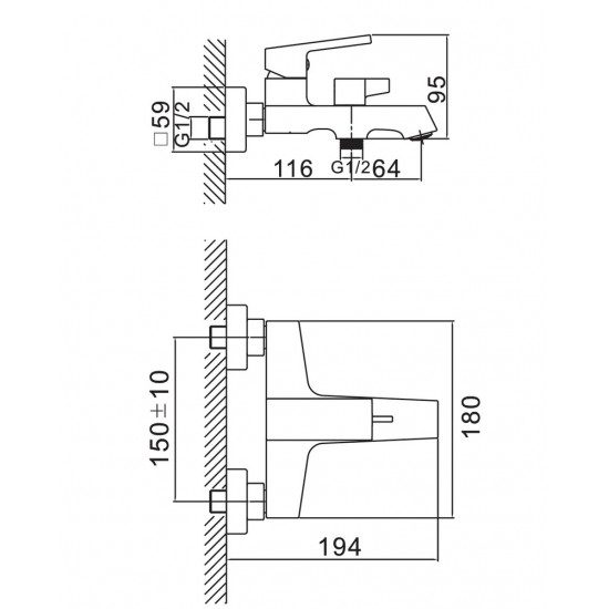 Змішувач для ванни Haiba GAUDI 009 EURO (HB9594)