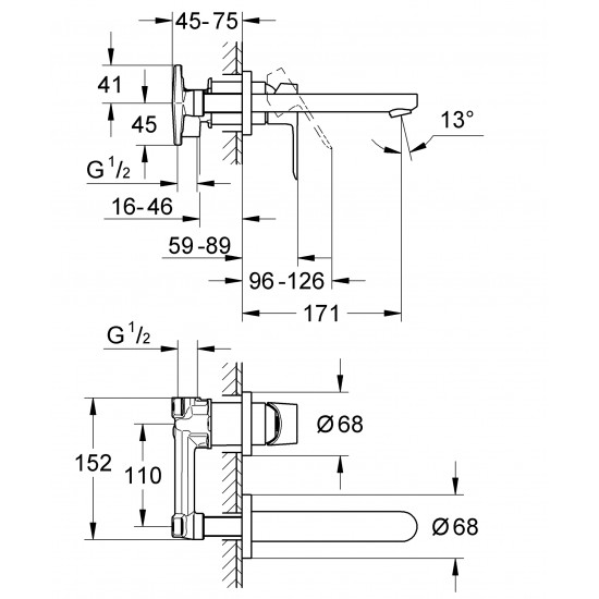 Смеситель для раковины скрытого монтажа Grohe BauLoop (20289000)