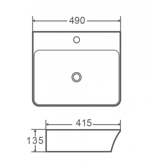 Умывальник накладной керамический Mixxus Premium Bevel-0201 с переливом 485x410x125mm (MP6480)