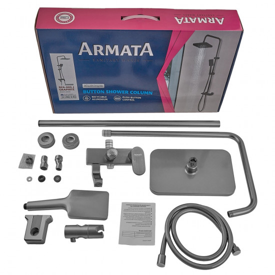 Душова колона зі змішувачем з алюмінію Armata BCG-009-J, 3 режими (CH6559)