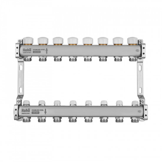 Колектор з термостатичними та запірними клапанами Roho R805-08M - 1"х 8 вих. (RO1039)