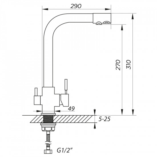 Змішувач для кухні Zerix LR4055K-3 з виходом для питної води (ZX2644)