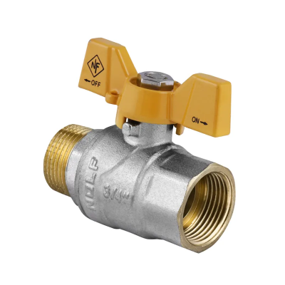 Кран кульовий Nolf NF.722 - 3/4" FM ГШМ YELLOW, ручка "метелик" жовта (NF2952)