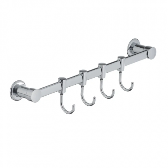 Вешалка для полотенец в ванную с 4-мя подвижными крючками ZERIX LR205-4 (LL1418)