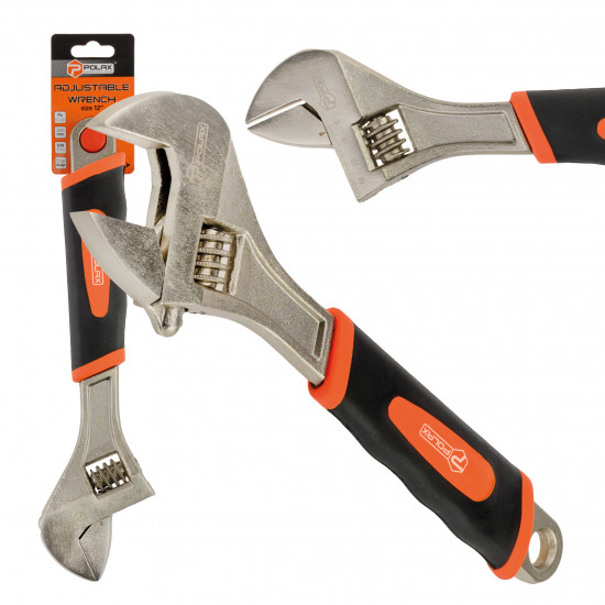 Ключ розвідний Polax з гумовою рукояттю 300 мм (25-020)
