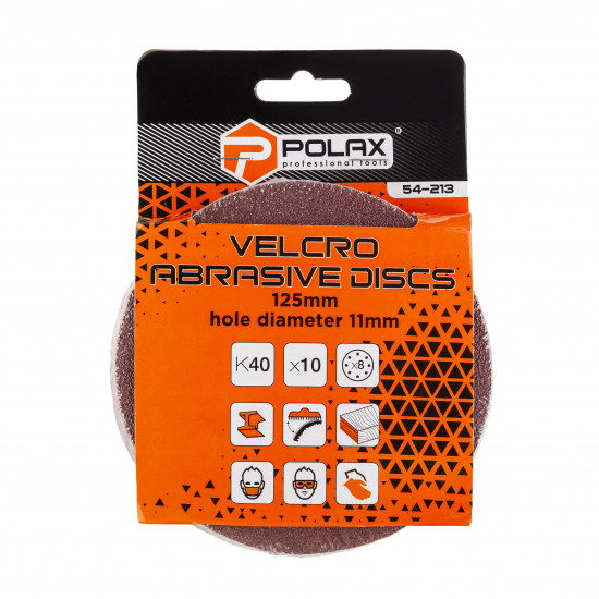 Шліфувальний круг Polax на липучці самозачіпній 125 мм, К40, з отворами (54-213)
