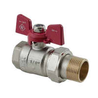 Кран з американкою Nolf classic NFC.921-08-3/4" FM ГШМ, ручка "метелик" червона (NF3151)