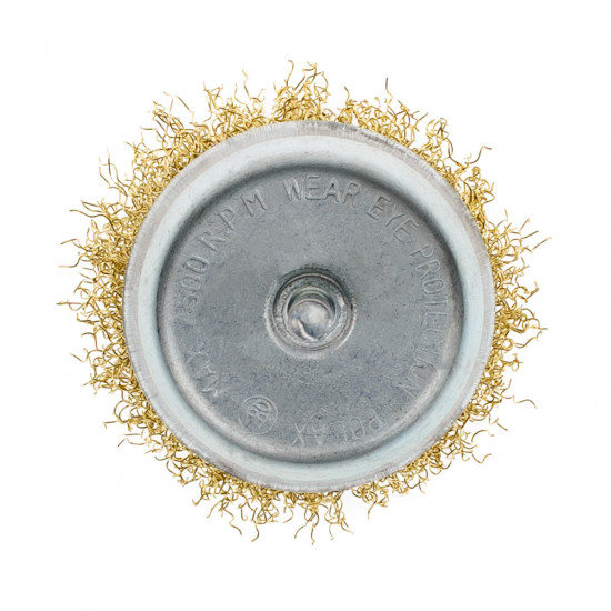 Щітка чашкова 75 мм, для дриля, 1/4", гофр. пров., латунована Polax (54-172)