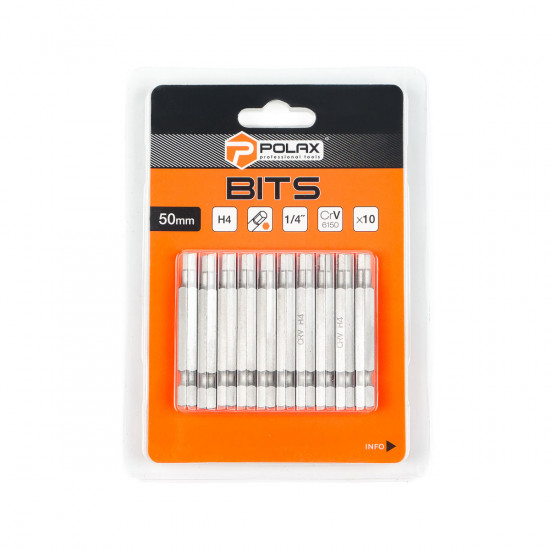 Біта сталева Polax 50 мм H4 1/4" ,10 шт (51-082)