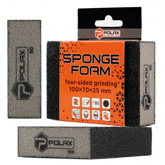 Губка шлифовальная P80 Polax прямая 110х70х25 мм (54-189)