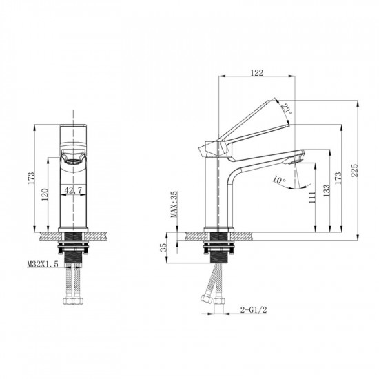 Змішувач для умивальника Mixxus Wilson 001 Graphite (Колір графіт) (MI7126)