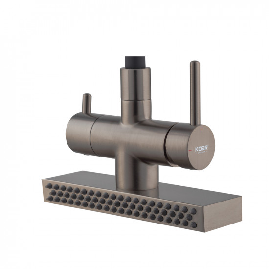 Змішувач для кухні Koer KB-74027-07 з функцією "водоспад" та чорним силіконовим виливом (KR5203)
