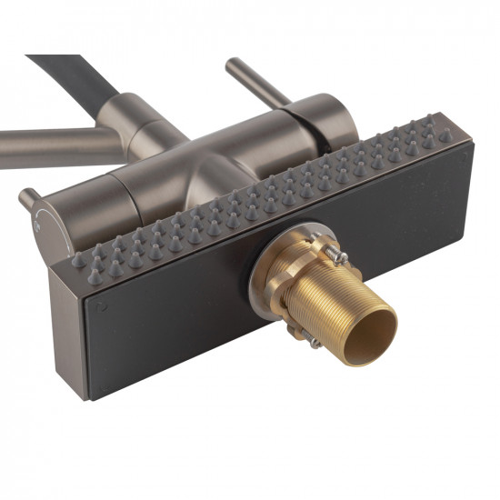 Змішувач для кухні Koer KB-74027-07 з функцією "водоспад" та чорним силіконовим виливом (KR5203)