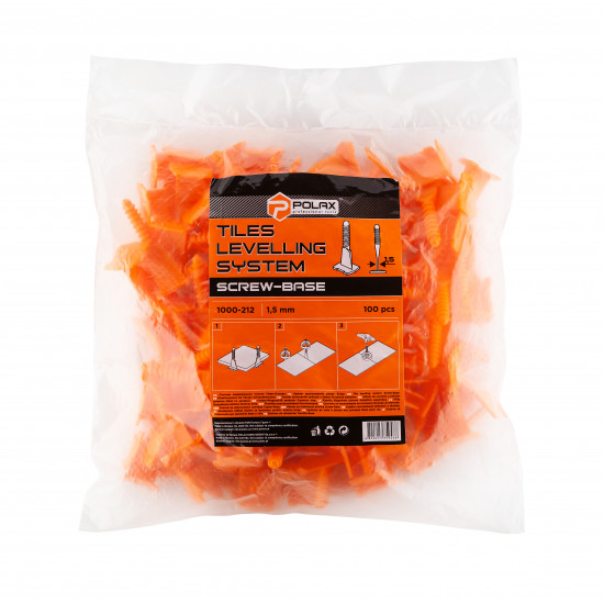 Гвинтова СВП основа Polax професійна система для вирівнювання плитки 100 шт. 1,5 мм (1000-212)