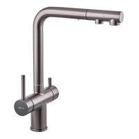 Кухонный смеситель на две воды Zerix LUX-024 Graphite с выдвижным душем (нерж. сталь) (ZX5557)