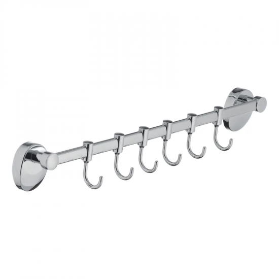 Вешалка для полотенец в ванную с 6-ю подвижными крючками ZERIX LR3315-6 (LL1449)