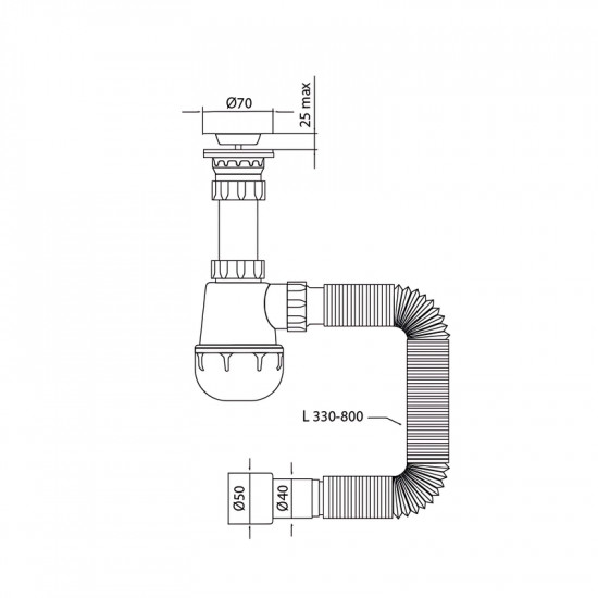 Сифон для кухні Mixxus SK-01-A 1 1/2"x40 з литим випуском 40*40/50 (MI8190) Сифон для кухні Mixxus SK-01-A 1 1/2"x40 з литим випуском 40*40/50 (MI8190)